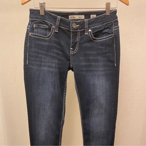 BKE 2 Long (26L) Payton Skinny Jeans Mid 8” Rise Stretch Womens Dark Wash - Picture 5 of 16